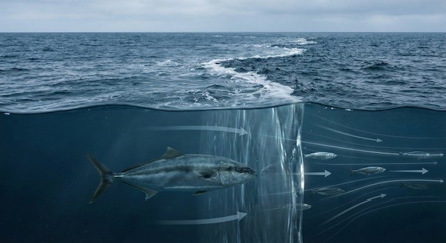 海の中にある壁に青物がいるアイキャッチ画像